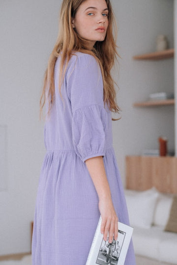 Vero Cotton Gause Dress Violette